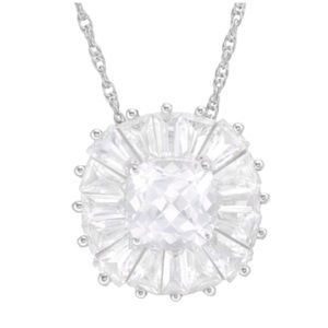 Zales Sterling Silver (925) Lab Created White Sapphire Sunburst Necklace (NWT)